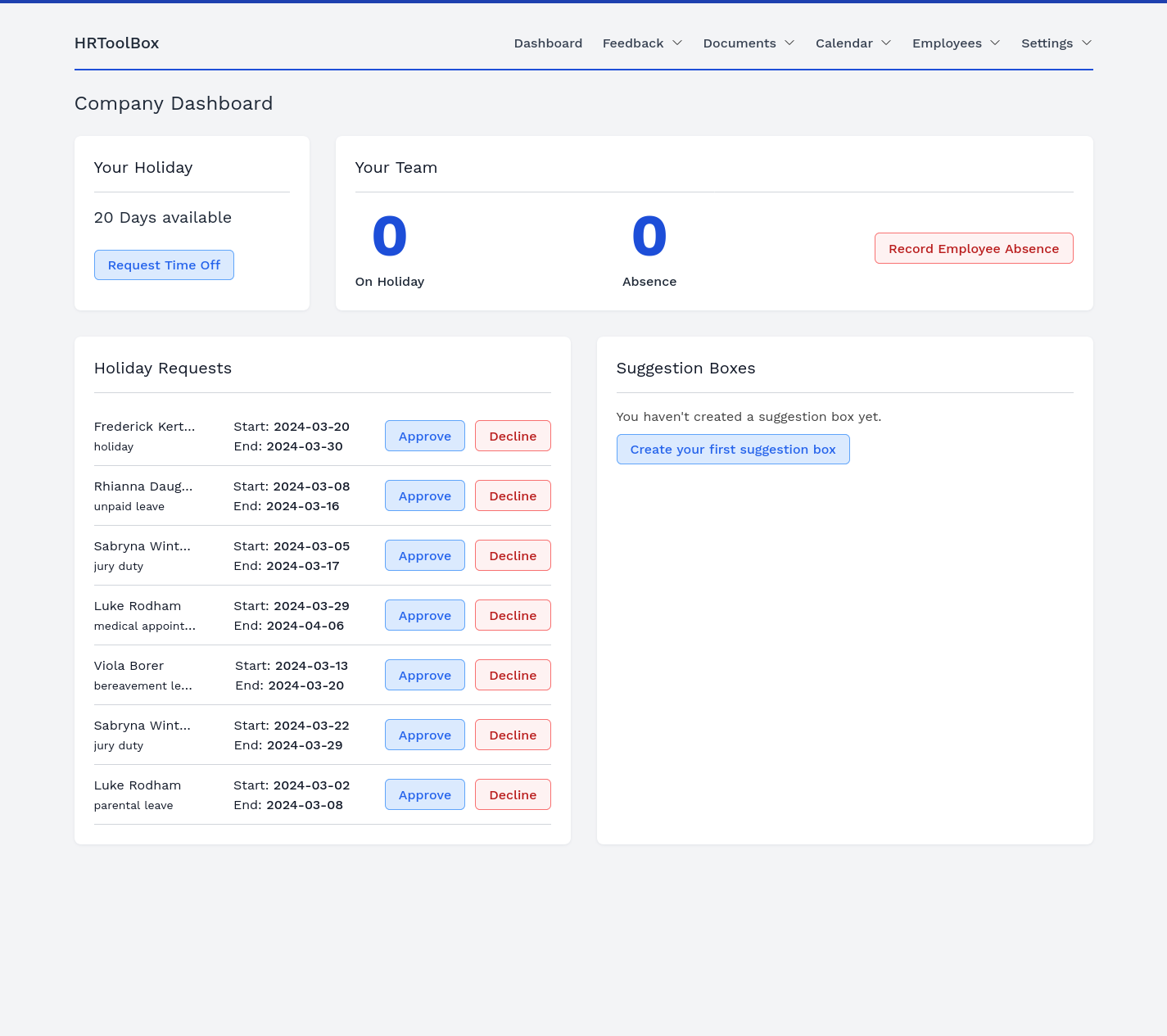 Company Dashboard