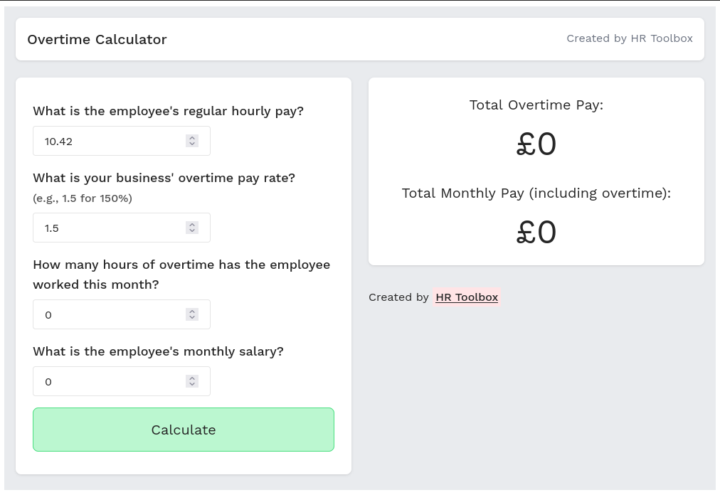 Embeddable overtime calculator!