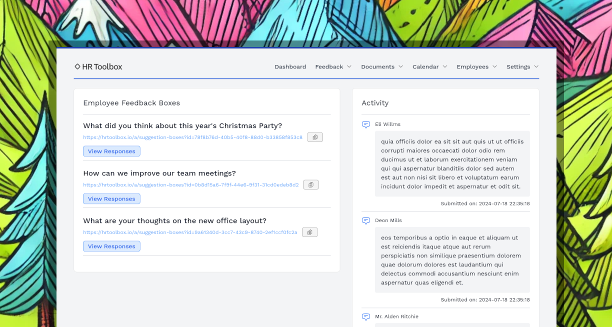 Screenshot of the Employee Feedback Platform